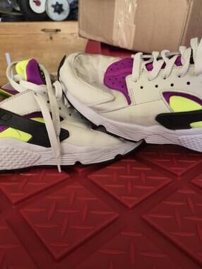 Nike Air Huarache Run 2018 MAGENTA YELLOW WHITE RUNNING SHOES SZ 10